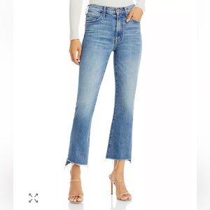 MOTHER the Insider High Rise Crop Step Fray Bootcut Jeans in Scenic Route 25